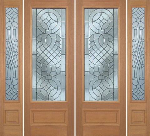 WDMA 100x96 Door (8ft4in by 8ft) Exterior Mahogany Livingston Double Door/2side w/ D Glass - 8ft Tall 1