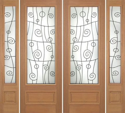 WDMA 100x96 Door (8ft4in by 8ft) Exterior Mahogany Roma Double Door/2side w/ RM Glass - 8ft Tall 1