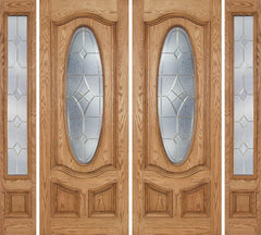 WDMA 100x96 Door (8ft4in by 8ft) Exterior Oak Dally Double Door/2side w/ A Glass - 8ft Tall 1
