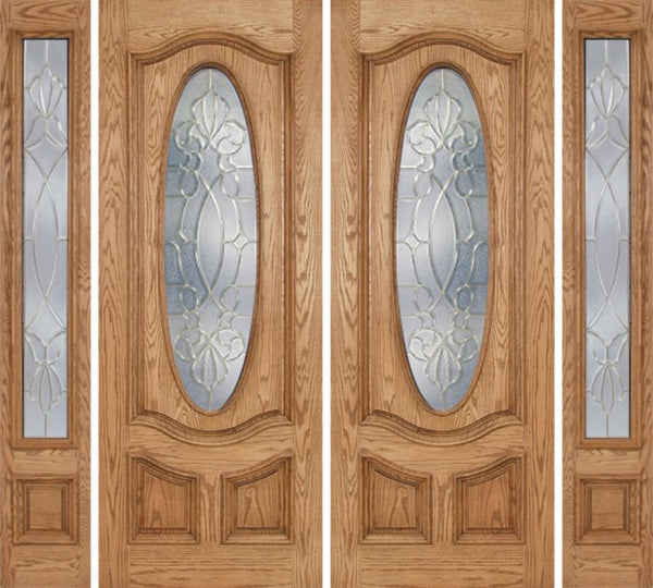 WDMA 100x96 Door (8ft4in by 8ft) Exterior Oak Dally Double Door/2side w/ CO Glass - 8ft Tall 1