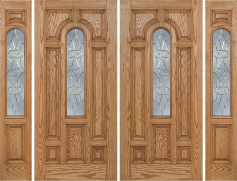 WDMA 108x80 Door (9ft by 6ft8in) Exterior Oak Carrick Double Door/2side w/ OL Glass - 6ft8in Tall 1