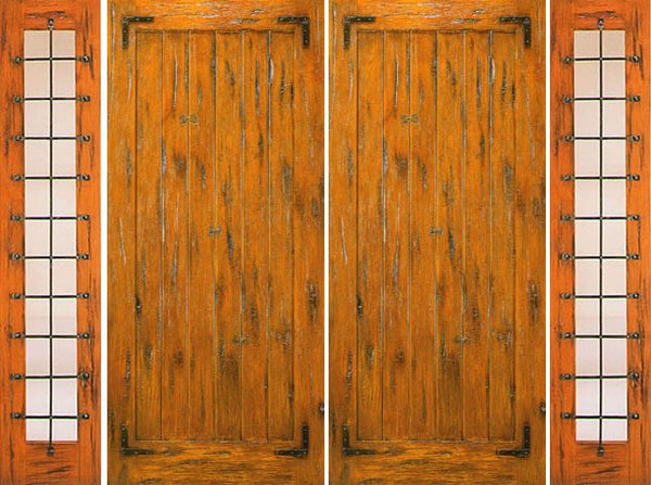 WDMA 108x96 Door (9ft by 8ft) Exterior Knotty Alder Pre-hung Double Door with Two Sidelights  1