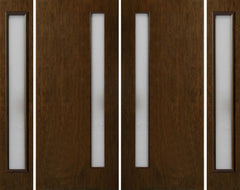 WDMA 112x80 Door (9ft4in by 6ft8in) Exterior Cherry Contemporary One Vertical Lite Double Entry Door Sidelights 1