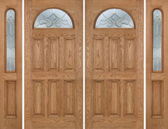WDMA 112x80 Door (9ft4in by 6ft8in) Exterior Oak Merritt Double Door/2side w/ BO Glass 1
