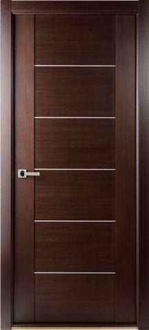 WDMA 18x80 Door (1ft6in by 6ft8in) Interior Swing Wenge Contemporary African Single Door with Aluminum Strips 1