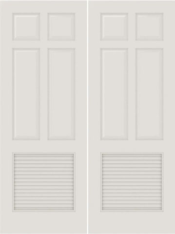WDMA 20x80 Door (1ft8in by 6ft8in) Interior Barn Smooth SL-6010-PNL-LVR 5 Panel Vented Louver Double Door 1