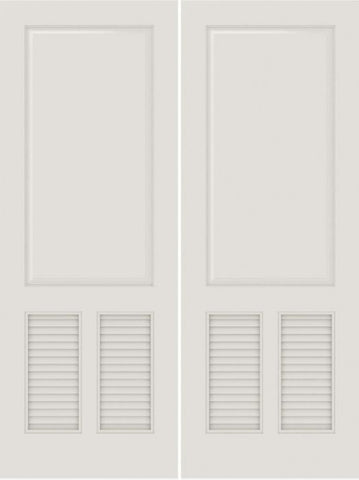 WDMA 20x80 Door (1ft8in by 6ft8in) Interior Barn Smooth SL-3190-PNL-LVR MDF 3 Panel Vented Louver Double Door 1