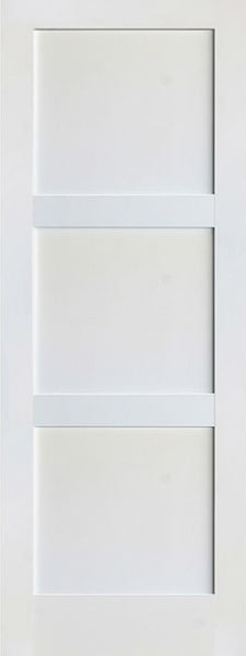 WDMA 24x80 Door (2ft by 6ft8in) Interior Barn Paint grade 3-Panel Solid Shaker Style White Single Door SH-18 1