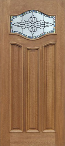 WDMA 30x80 Door (2ft6in by 6ft8in) Exterior Mahogany Wisteria Single Door w/ Tiffany Glass 1