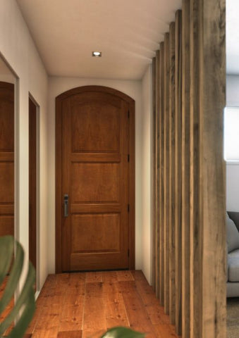 WDMA 30x80 Door (2ft6in by 6ft8in) Exterior Swing Mahogany 3 Panel Arch Top Solid or Interior Single Door 1
