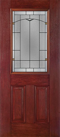 WDMA 30x80 Door (2ft6in by 6ft8in) Exterior Cherry Half Lite 2 Panel Single Entry Door TP Glass 1