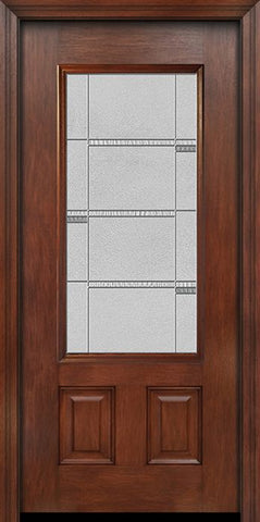 WDMA 30x80 Door (2ft6in by 6ft8in) Exterior Mahogany 3/4 Lite Two Panel Single Entry Door Crosswalk Glass 1