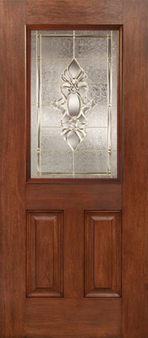 WDMA 30x80 Door (2ft6in by 6ft8in) Exterior Mahogany Half Lite 2 Panel Single Entry Door HM Glass 1