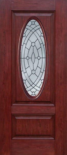 WDMA 30x80 Door (2ft6in by 6ft8in) Exterior Cherry Oval Two Panel Single Entry Door EE Glass 1