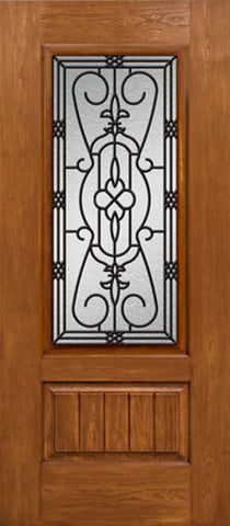 WDMA 30x80 Door (2ft6in by 6ft8in) Exterior Cherry Plank Panel 3/4 Lite Single Entry Door 3/4 Lite w/ MD Glass 1