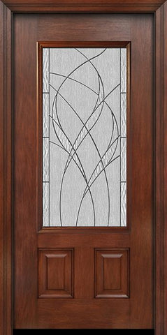 WDMA 30x80 Door (2ft6in by 6ft8in) Exterior Mahogany 3/4 Lite Two Panel Single Entry Door Waterside Glass 1