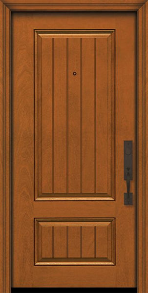 WDMA 32x80 Door (2ft8in by 6ft8in) Exterior Mahogany IMPACT | 80in 2 Panel Square V-Grooved Door 1