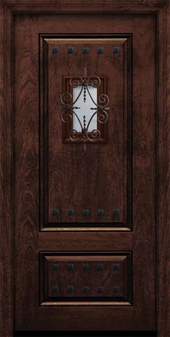 WDMA 32x80 Door (2ft8in by 6ft8in) Exterior Mahogany IMPACT | 80in 2 Panel Square Door with Speakeasy / Clavos 1