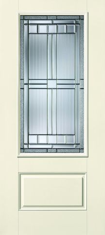 WDMA 32x80 Door (2ft8in by 6ft8in) Exterior Smooth Fiberglass Impact HVHZ Door 3/4 Lite 1 Panel Saratoga 6ft8in 1