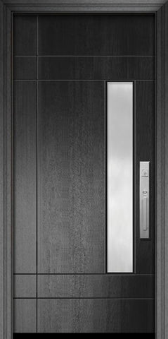 WDMA 32x80 Door (2ft8in by 6ft8in) Exterior Mahogany 80in Santa Barbara Solid Contemporary Door w/Metal Grid 1