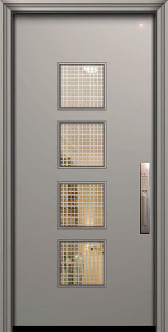 WDMA 32x80 Door (2ft8in by 6ft8in) Exterior Smooth 80in Venice Solid Contemporary Door w/Metal Grid 1