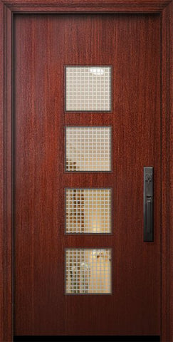 WDMA 32x80 Door (2ft8in by 6ft8in) Exterior Mahogany 80in Venice Solid Contemporary Door w/Metal Grid 1