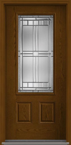 WDMA 32x80 Door (2ft8in by 6ft8in) Exterior Oak Saratoga 3/4 Lite 2 Panel Fiberglass Single Door HVHZ Impact 1