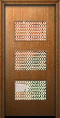 WDMA 32x80 Door (2ft8in by 6ft8in) Exterior Mahogany 80in Santa Monica Solid Contemporary Door w/Metal Grid 1