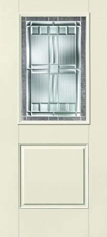 WDMA 32x80 Door (2ft8in by 6ft8in) Exterior Smooth Fiberglass Impact HVHZ Door 1/2 Lite 1 Panel Saratoga 6ft8in 1