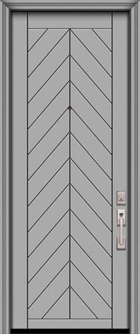 WDMA 32x96 Door (2ft8in by 8ft) Exterior Smooth IMPACT | 96in Chevron Solid Contemporary Door 1