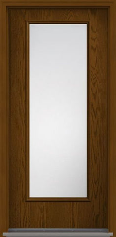 WDMA 32x96 Door (2ft8in by 8ft) Patio Oak Clear 8ft Full Lite W/ Stile Lines Fiberglass Single Exterior Door HVHZ Impact 1