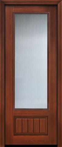 WDMA 32x96 Door (2ft8in by 8ft) French Cherry IMPACT | 96in 3/4 Lite Privacy Glass V-Grooved Panel Door 1
