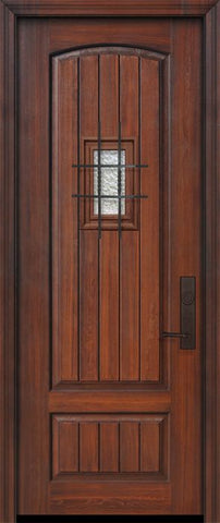 WDMA 32x96 Door (2ft8in by 8ft) Exterior Cherry IMPACT | 96in 2 Panel Arch V-Grooved or Knotty Alder Door with Speakeasy 1