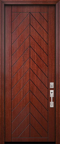 WDMA 32x96 Door (2ft8in by 8ft) Exterior Mahogany 96in Chevron Solid Contemporary Door 1