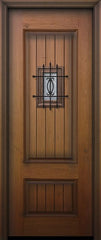 WDMA 32x96 Door (2ft8in by 8ft) Exterior Mahogany IMPACT | 96in 2 Panel Square V-Grooved Door with Speakeasy 1