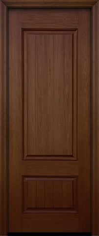 WDMA 32x96 Door (2ft8in by 8ft) Exterior Mahogany 96in 2 Panel Square V-grooved Door 1