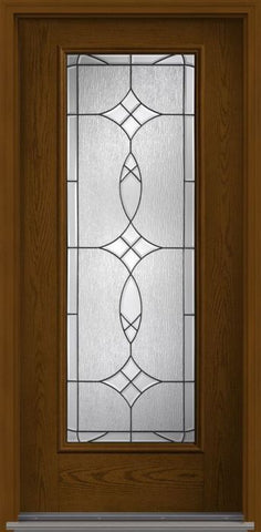 WDMA 32x96 Door (2ft8in by 8ft) Exterior Oak Blackstone 8ft Full Lite W/ Stile Lines Fiberglass Single Door 1