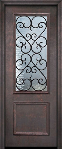 WDMA 32x96 Door (2ft8in by 8ft) Exterior 96in ThermaPlus Steel Palermo 1 Panel 2/3 Lite GBG Door 1
