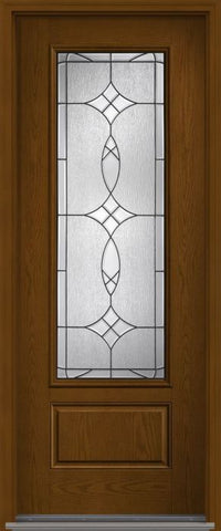 WDMA 32x96 Door (2ft8in by 8ft) Exterior Oak Blackstone 8ft 3/4 Lite 1 Panel Fiberglass Single Door HVHZ Impact 1