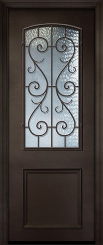 WDMA 32x96 Door (2ft8in by 8ft) Exterior 96in ThermaPlus Steel St. Charles 1 Panel 2/3 Arch Lite Door 1