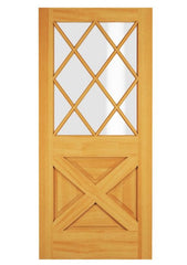 WDMA 34x78 Door (2ft10in by 6ft6in) Exterior Swing Maple Wood 1/2 Lite 12 Lite Rustic Crossbuk Single Door 1