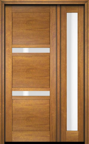 WDMA 34x78 Door (2ft10in by 6ft6in) Exterior Swing Mahogany 132 Windermere Shaker Single Entry Door Sidelight 1