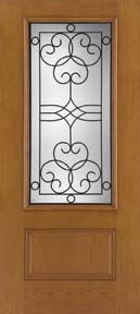 WDMA 34x80 Door (2ft10in by 6ft8in) Exterior Oak Fiberglass Impact Door 3/4 Lite Salinas 6ft8in 1