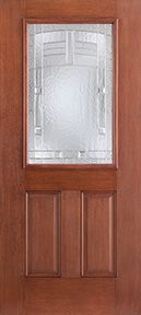 WDMA 34x80 Door (2ft10in by 6ft8in) Exterior Mahogany Fiberglass Impact Door 1/2 Lite 2 Panel Maple Park 6ft8in 1