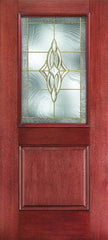 WDMA 34x80 Door (2ft10in by 6ft8in) Exterior Mahogany Fiberglass Impact HVHZ Door 1/2 Lite 1 Panel Wellesley 6ft8in 1