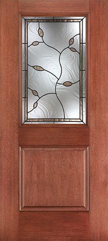 WDMA 34x80 Door (2ft10in by 6ft8in) Exterior Mahogany Fiberglass Impact Door 1/2 Lite 1 Panel Avonlea 6ft8in 1