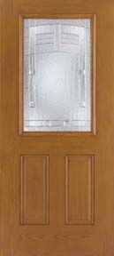 WDMA 34x80 Door (2ft10in by 6ft8in) Exterior Oak Fiberglass Impact Door 1/2 Lite Maple Park 6ft8in 1