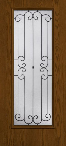 WDMA 34x80 Door (2ft10in by 6ft8in) Exterior Oak Riserva Full Lite W/ Stile Lines Fiberglass Single Door HVHZ Impact 1