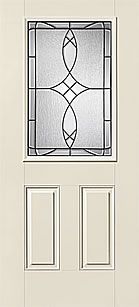 WDMA 34x80 Door (2ft10in by 6ft8in) Exterior Smooth Fiberglass Impact HVHZ Door 1/2 Lite 2 Panel Blackstone 6ft8in 1