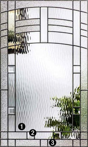 WDMA 34x96 Door (2ft10in by 8ft) Exterior Oak Maple Park 8ft Center Lite 3 Panel Fiberglass Single Door 2